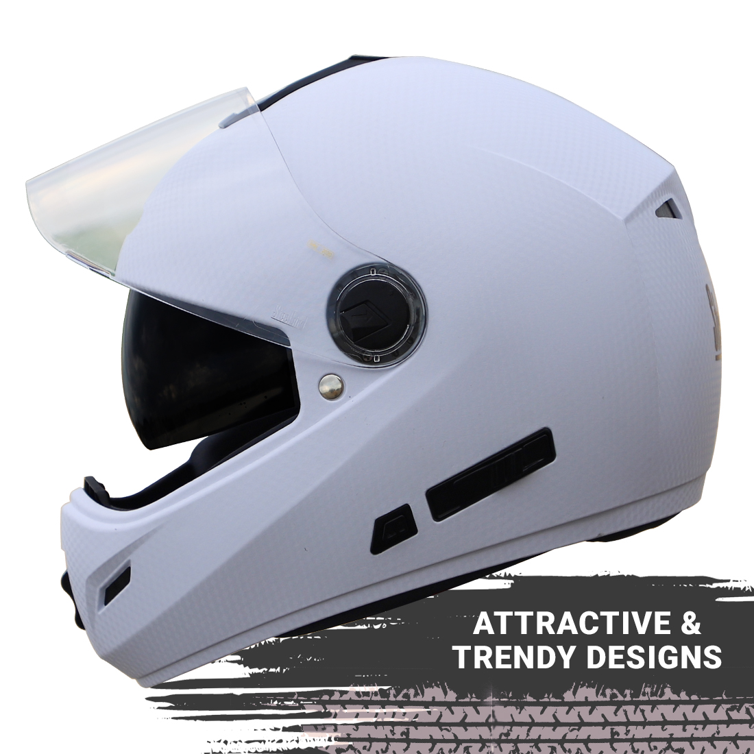 Steelbird Rox Cyborg ISI Certified Full Face Helmet For Men And Women With Inner Smoke Sun Shield And Outer Clear Visor ( Dashing White )