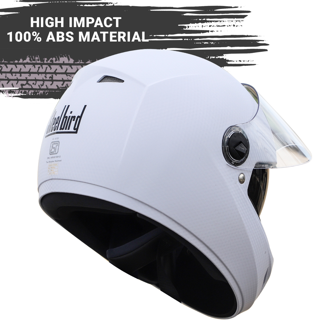 Steelbird Rox Cyborg ISI Certified Full Face Helmet For Men And Women With Inner Smoke Sun Shield And Outer Clear Visor ( Dashing White )