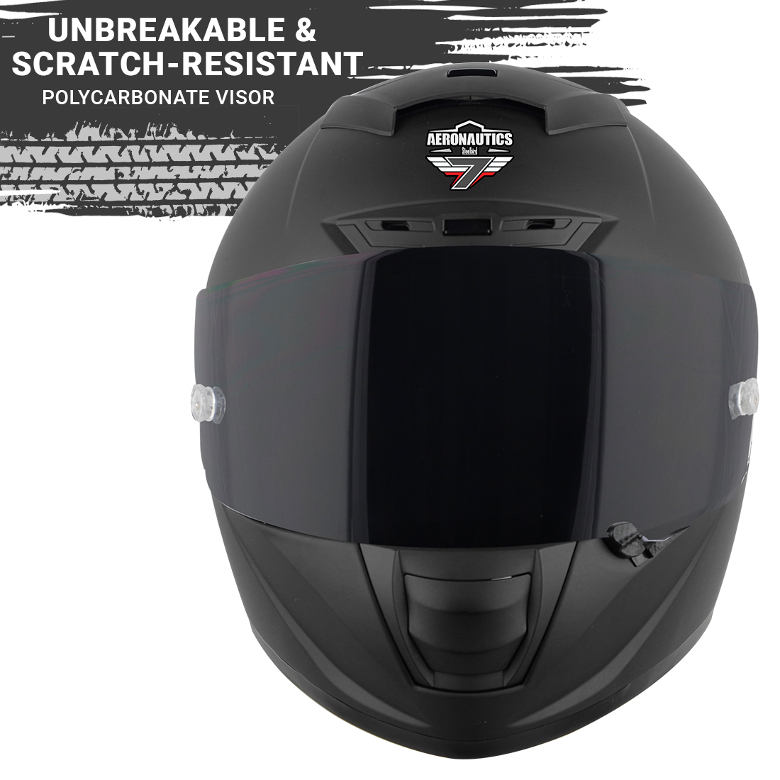 Steelbird SA-5 7Wings Aeronautics Full Face DOT Certified Helmet (Glossy Black Fitted With Clear Visor And Extra Anti Fog Smoke Visor)