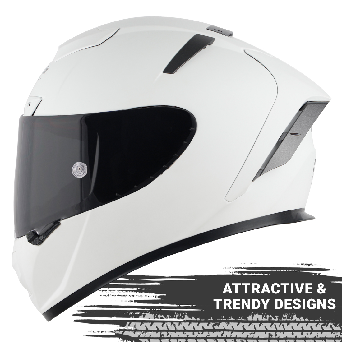 Steelbird SA-5 7Wings Aeronautics Full Face DOT Certified Helmet (Glossy White Fitted With Clear Visor And Extra Anti Fog Smoke Visor)