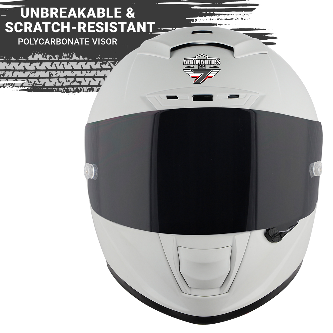 Steelbird SA-5 7Wings Aeronautics Full Face DOT Certified Helmet (Glossy White Fitted With Clear Visor And Extra Anti Fog Smoke Visor)