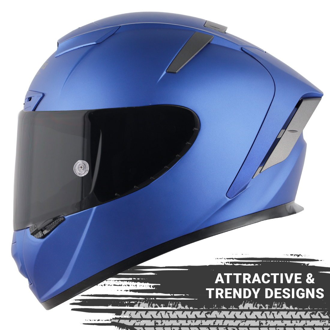 Steelbird SA-5 7Wings Aeronautics Full Face DOT Certified Helmet (Glossy Y. Blue Fitted With Clear Visor And Extra Anti Fog Smoke Visor)