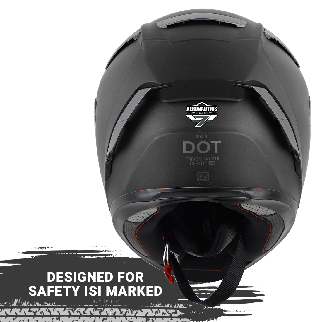 Steelbird SA-5 7Wings Aeronautics Full Face DOT Certified Helmet (Matt Black Fitted With Clear Visor And Extra Anti Fog Smoke Visor)