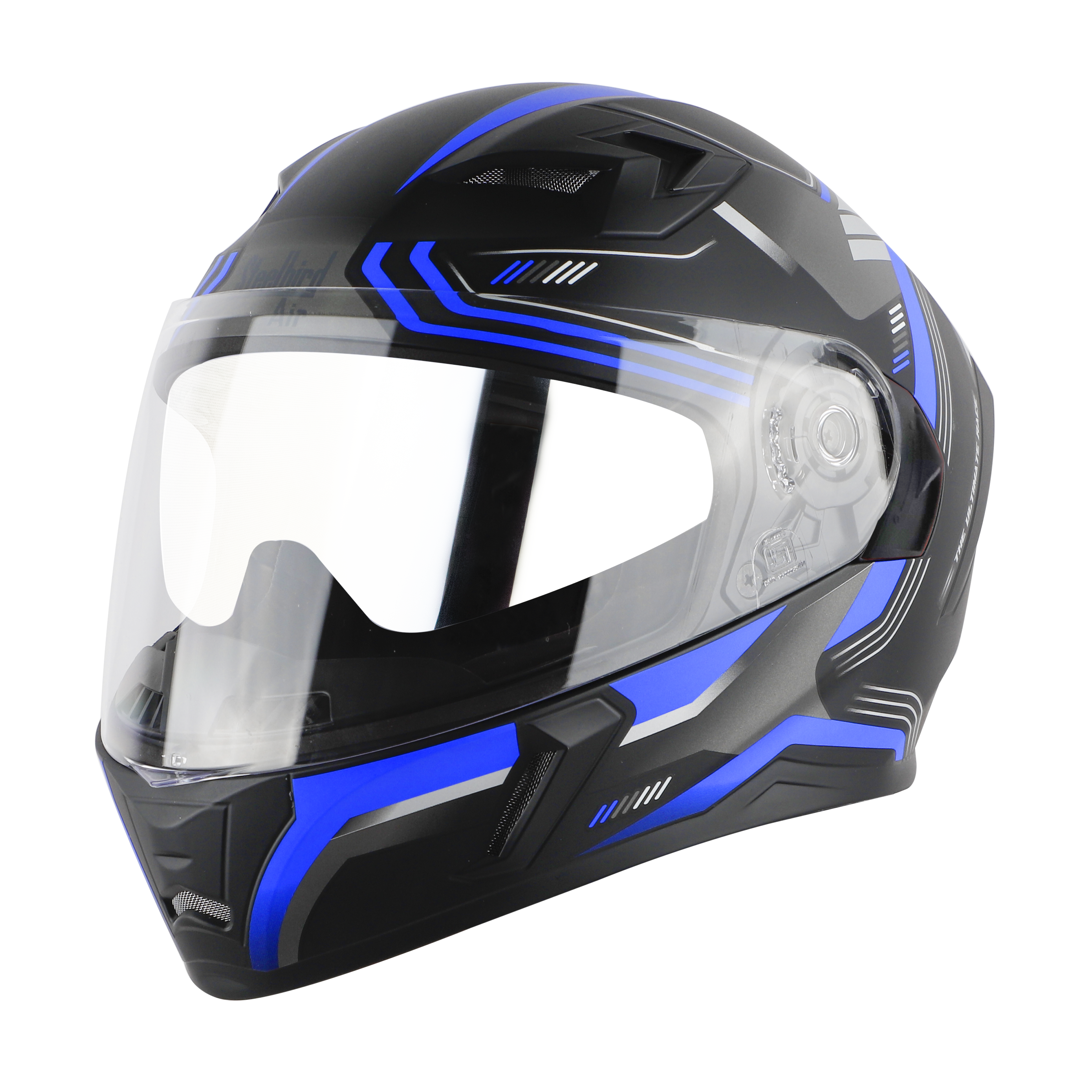 SBA-21 ULTIMATE RACE PREMIUM GLOSSY BLACK WITH BLUE (WITH CHROME SILVER INNER SUNSHIELD, WITH HIGH-END INTERIOR)