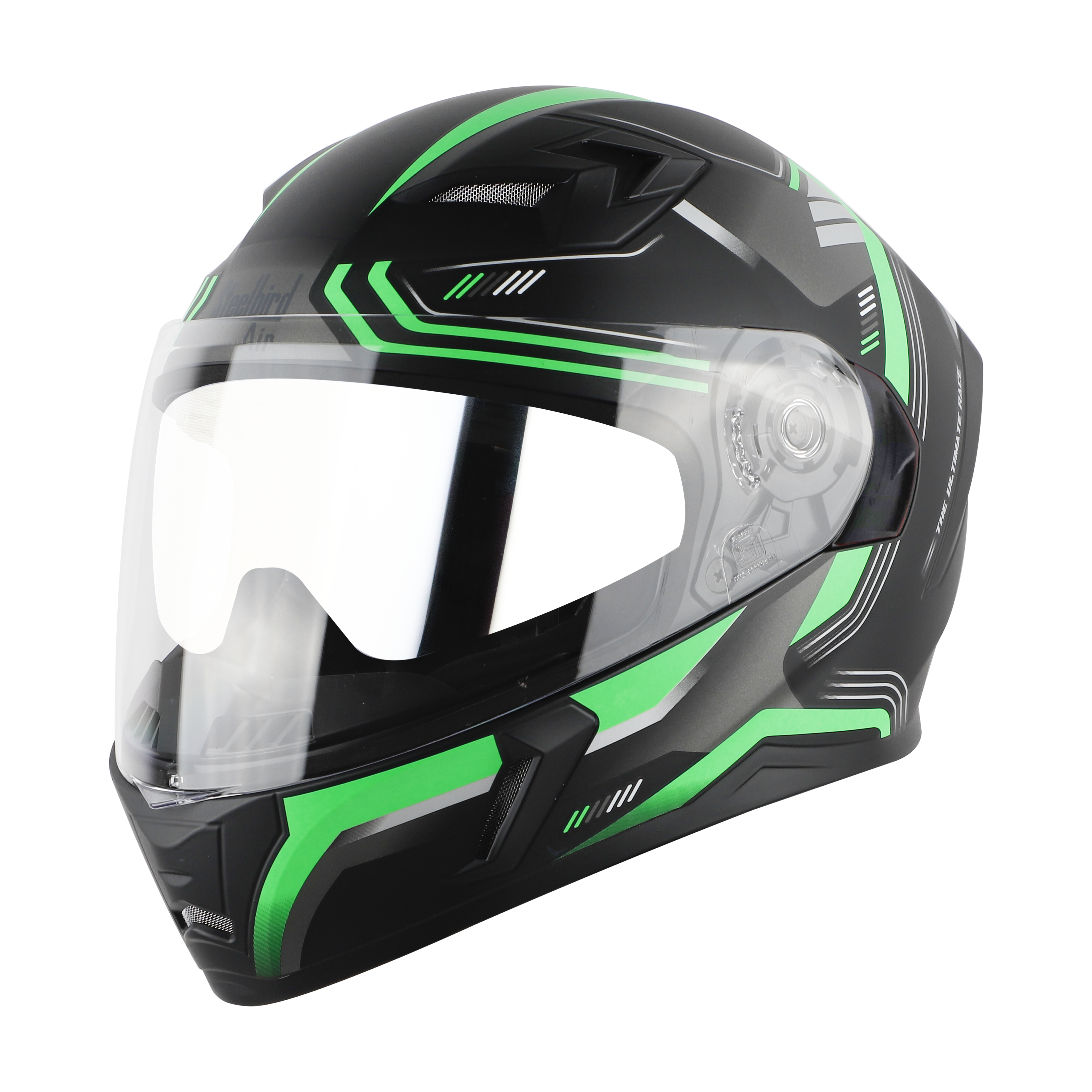 SBA-21 ULTIMATE RACE PREMIUM GLOSSY BLACK WITH GREEN (WITH CHROME SILVER INNER SUNSHIELD, WITH HIGH-END INTERIOR)