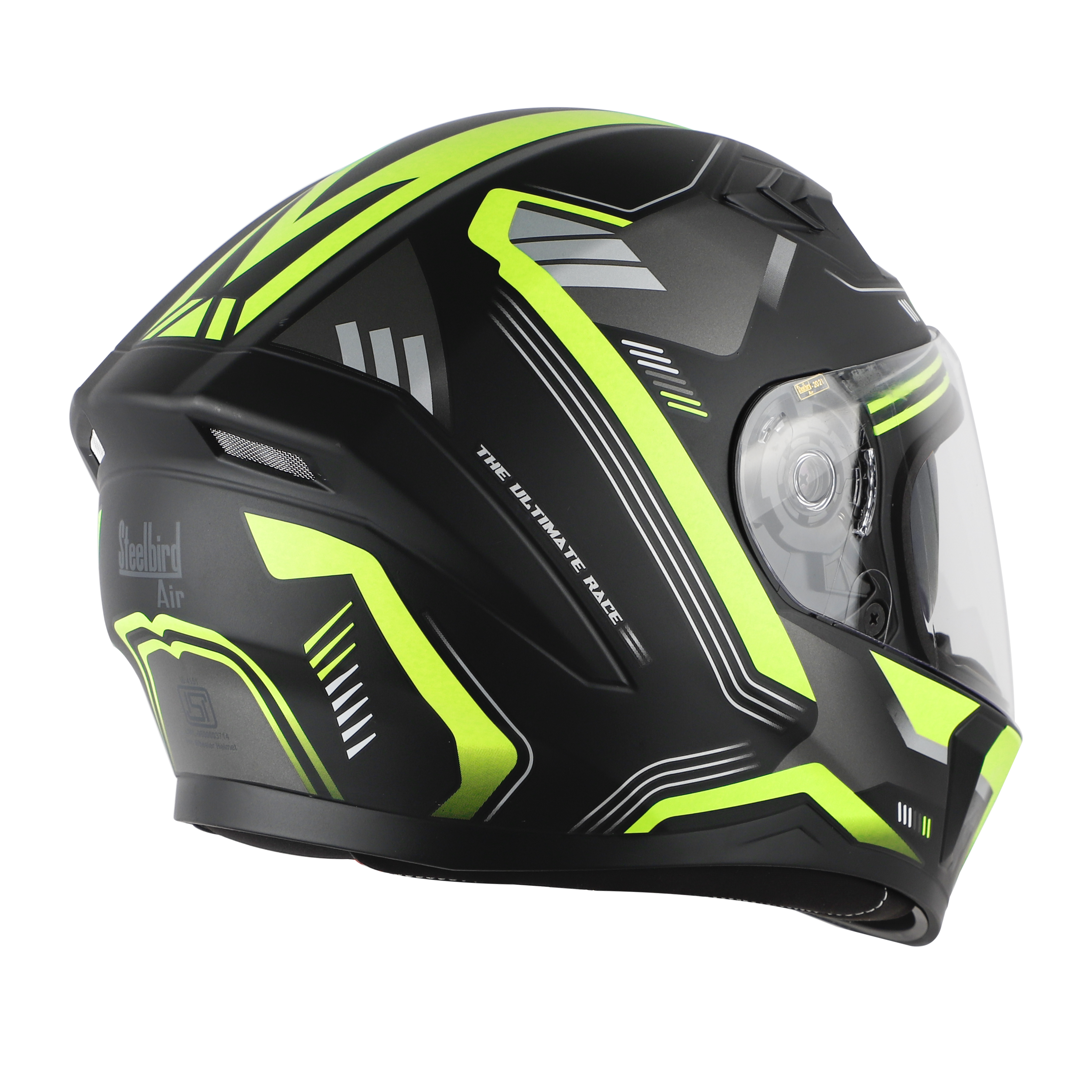SBA-21 ULTIMATE RACE PREMIUM GLOSSY BLACK WITH NEON (WITH CHROME SILVER INNER SUNSHIELD, WITH HIGH-END INTERIOR)