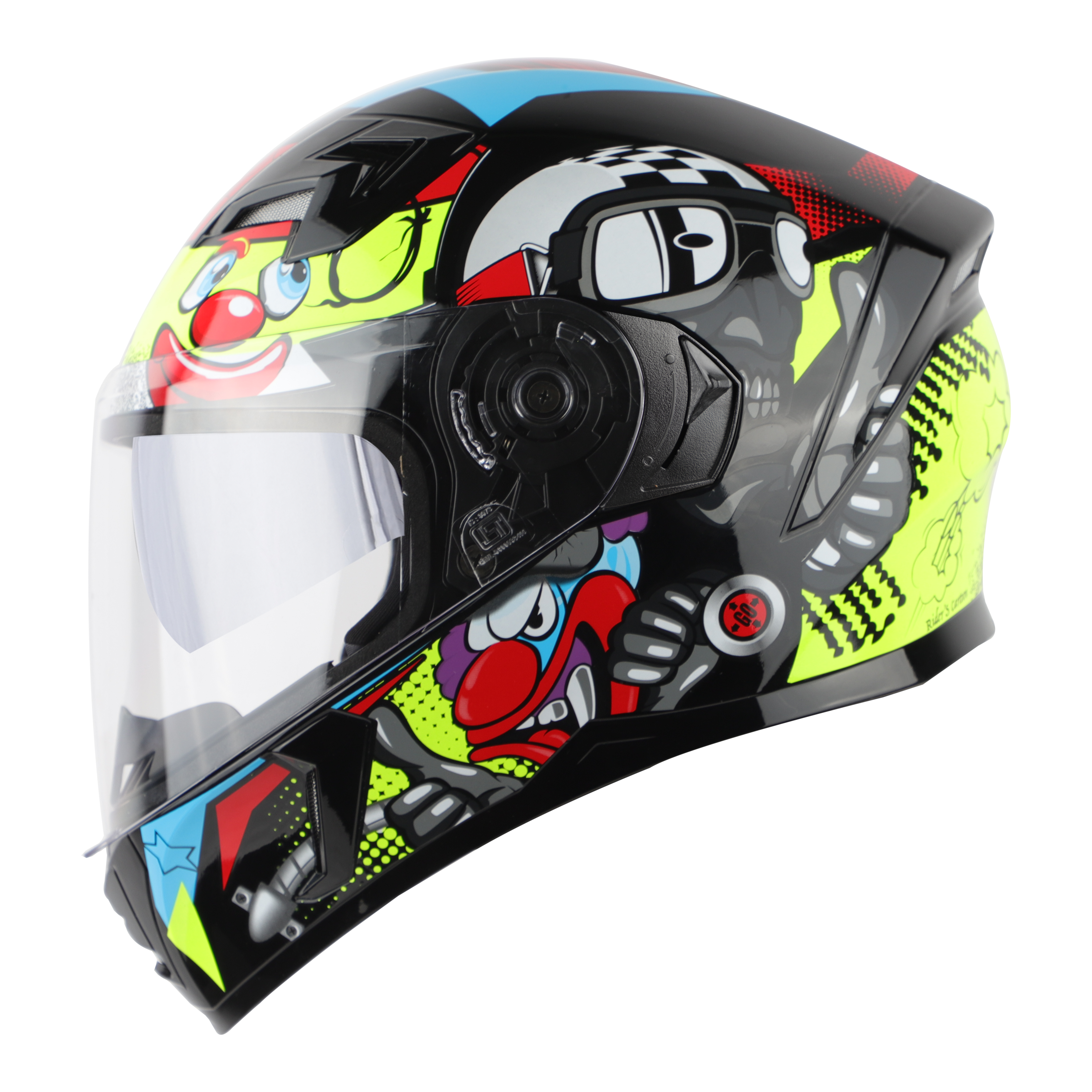 SBA-21 COMIC PREMIUM MAT BLACK WITH NEON (WITH CHROME SILVER INNER SUNSHIELD, WITH HIGH-END INTERIOR)