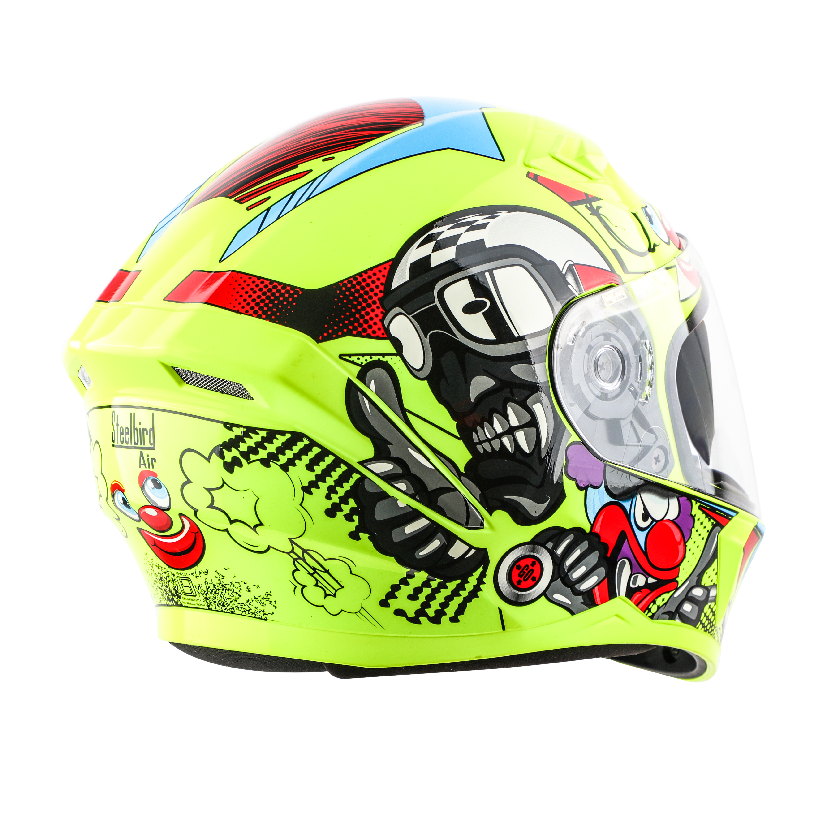 SBA-21 COMIC PREMIUM GLOSSY FLUO NEON WITH NEON (WITH CHROME SILVER INNER SUNSHIELD, WITH HIGH-END INTERIOR)