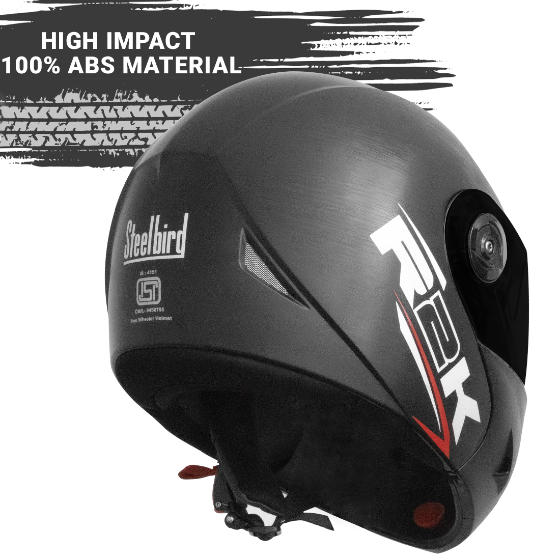 Steelbird SB-45 R2K Oska ISI Certified Flip Up Helmet (Black With Smoke Visor)
