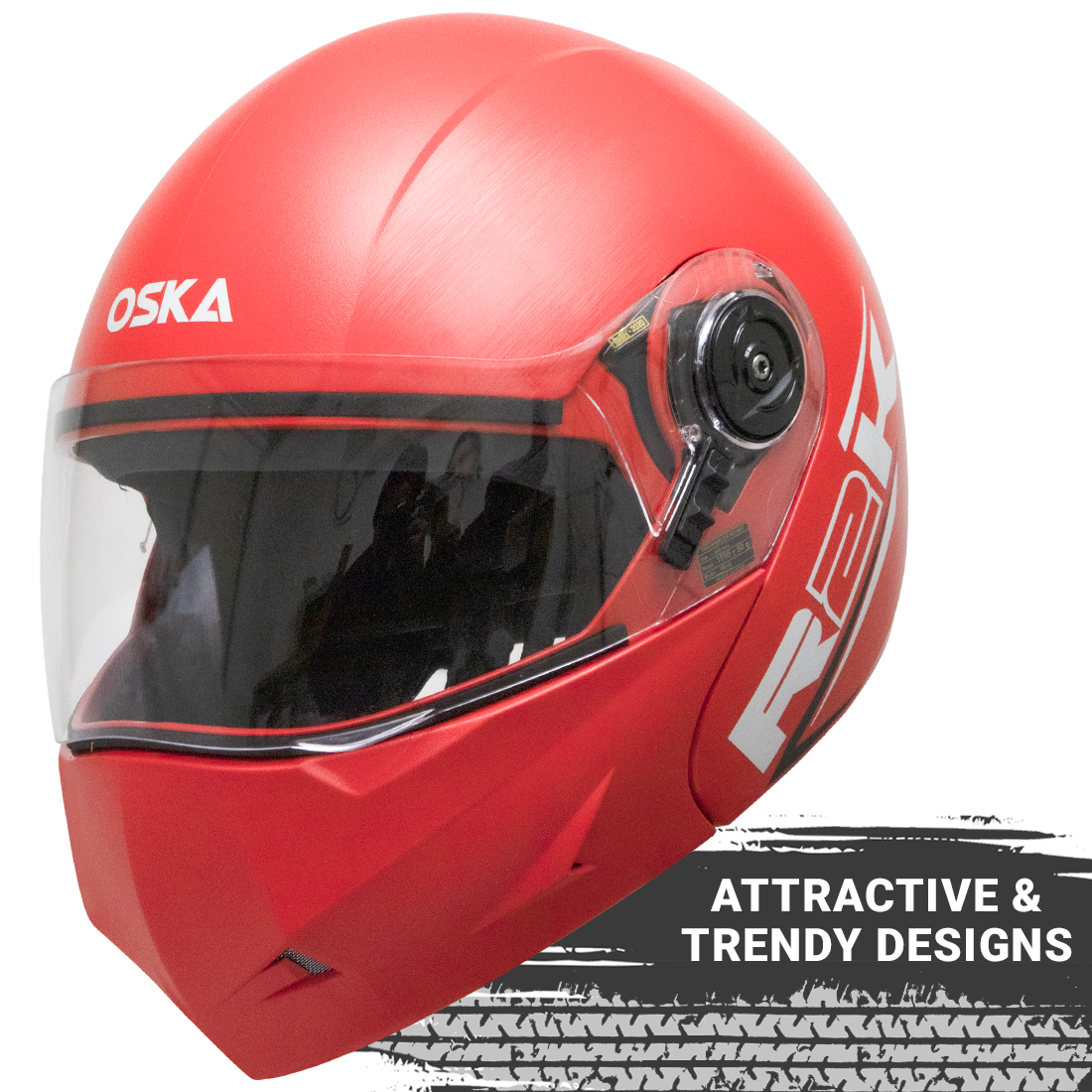 Steelbird SB-45 R2K Oska ISI Certified Flip Up Helmet (Red With Clear Visor)