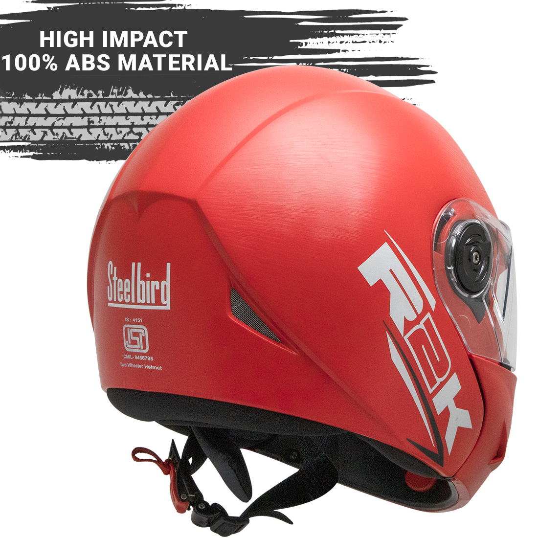 Steelbird SB-45 R2K Oska ISI Certified Flip Up Helmet (Red With Clear Visor)