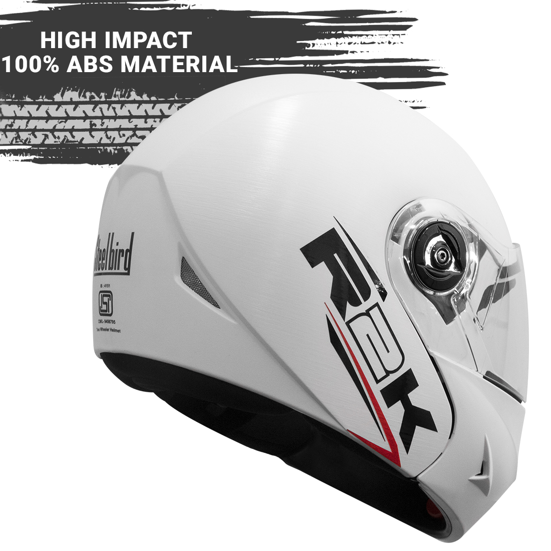 Steelbird SB-45 R2K Oska ISI Certified Flip Up Helmet (White With Clear Visor)