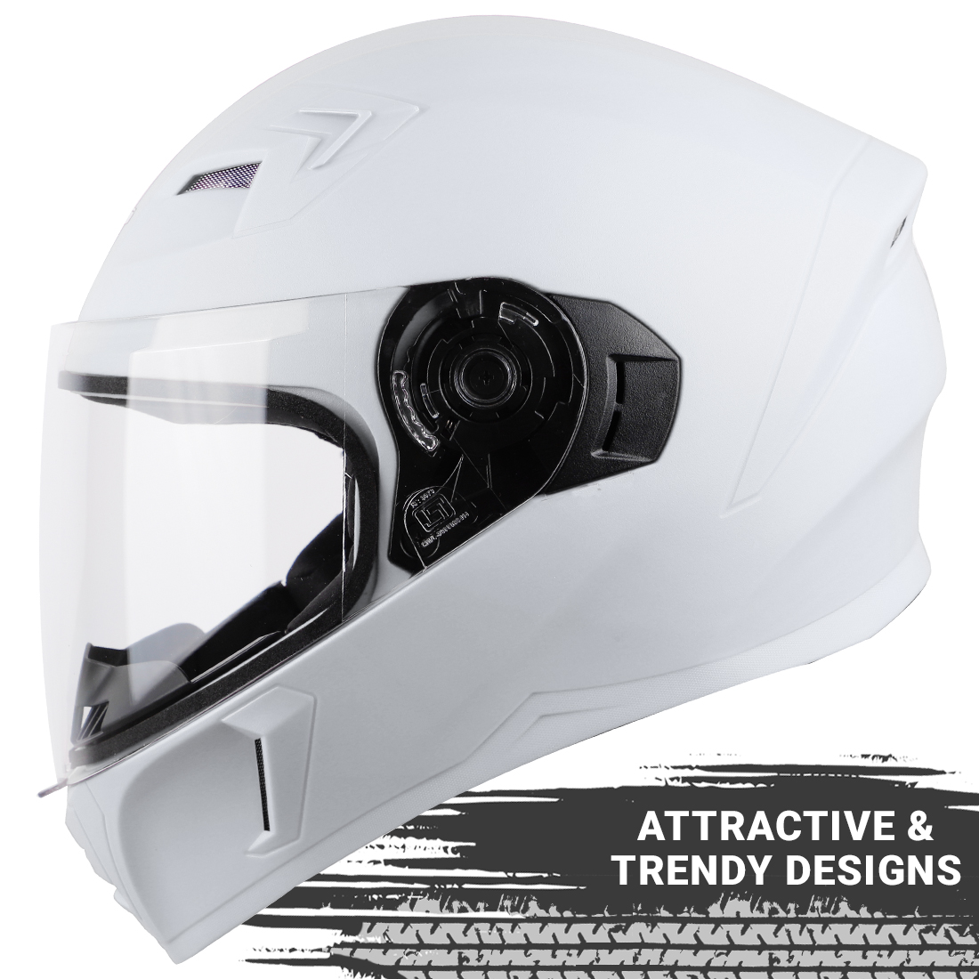 Steelbird SBA-21 GT Full Face ISI Certified Helmet (Dashing White With Clear Visor)