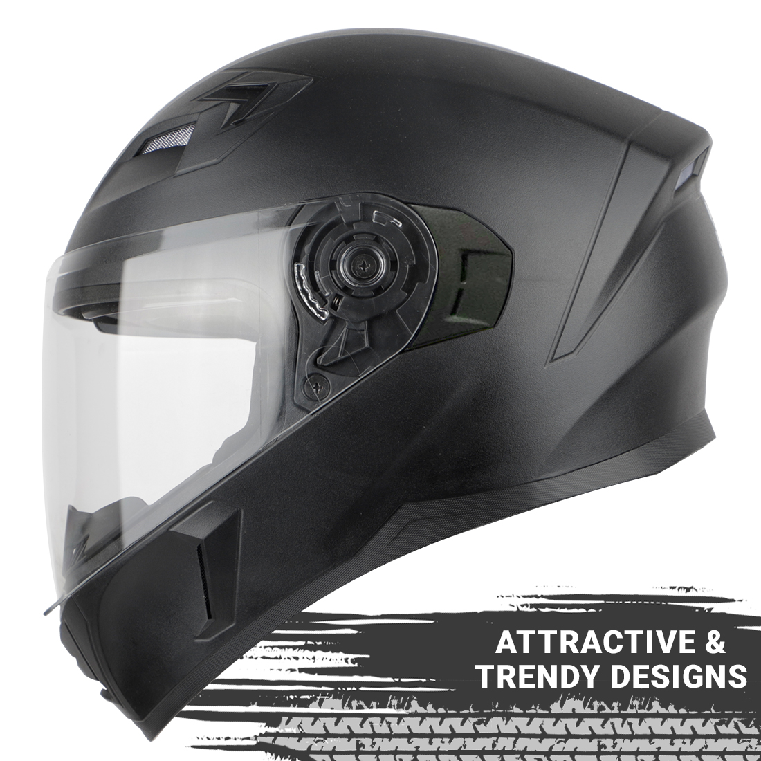 Steelbird SBA-21 GT Full Face ISI Certified Helmet (Dashing Black With Clear Visor)