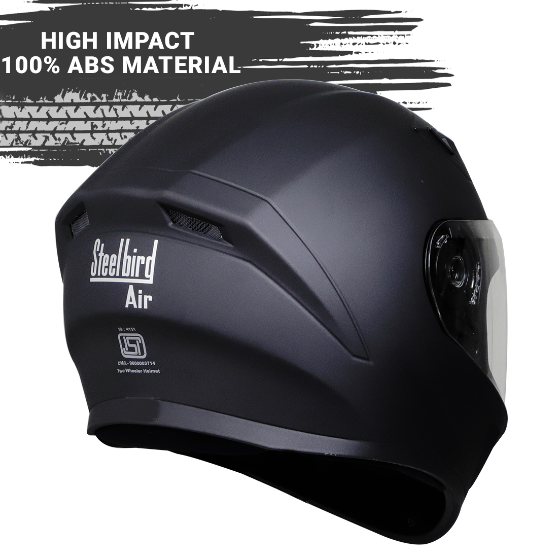 Steelbird SBA-21 GT Full Face ISI Certified Helmet (Dashing Black With Clear Visor)