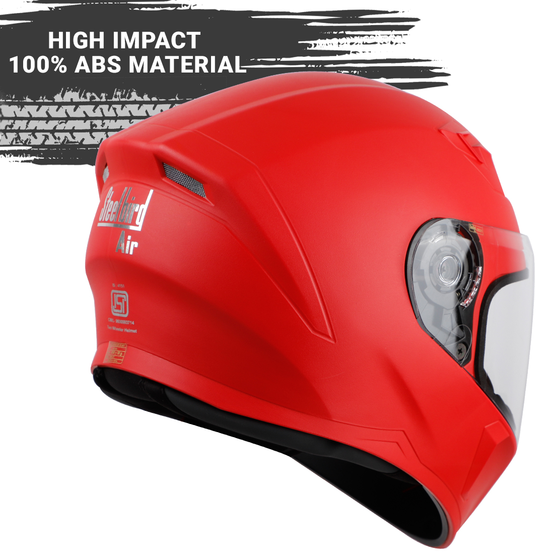 Steelbird SBA-21 GT Full Face ISI Certified Helmet (Dashing Red With Clear Visor)