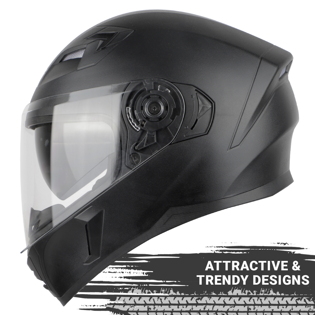 Steelbird SBA-21 GT Full Face ISI Certified Helmet With Inner Smoke Sun Shield (Dashing Black With Clear Visor)