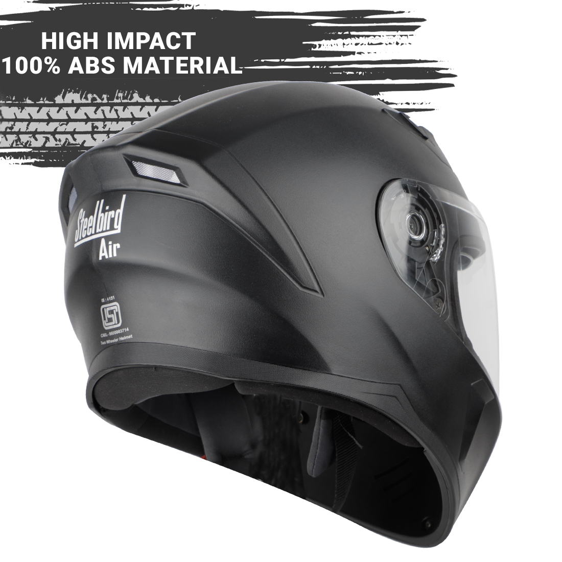 Steelbird SBA-21 GT Full Face ISI Certified Helmet With Inner Smoke Sun Shield (Dashing Black With Clear Visor)