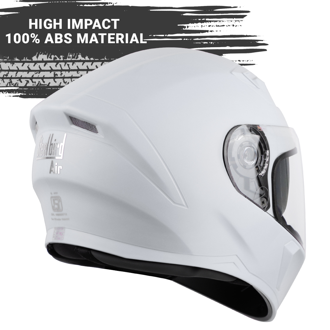 Steelbird SBA-21 GT Full Face ISI Certified Helmet With Inner Smoke Sun Shield (Dashing White With Clear Visor)
