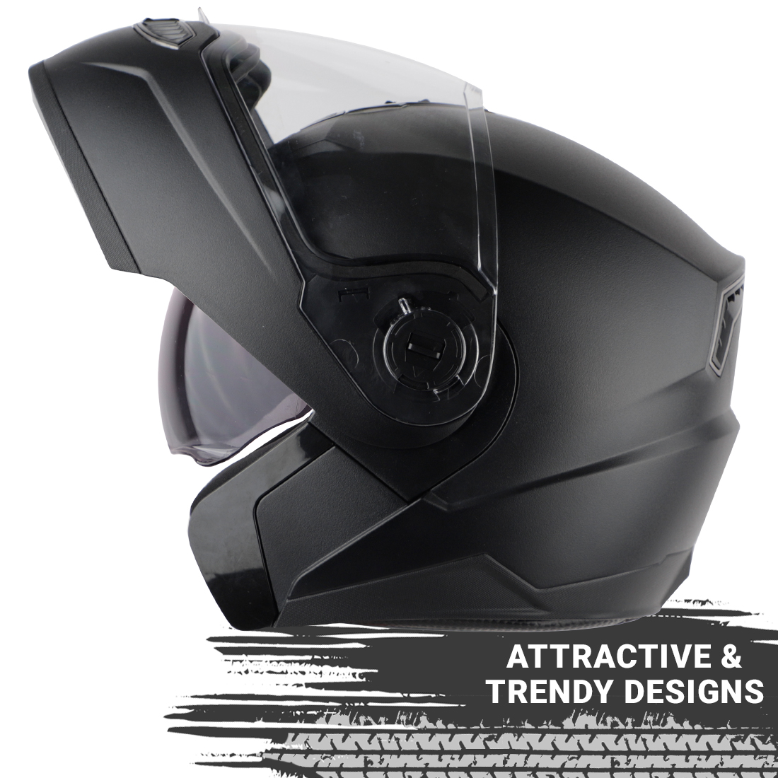 Steelbird SBA-7 7Wings ISI Certified Flip-Up Helmet For Men And Women With Inner Smoke Sun Shield (Dashing Black)