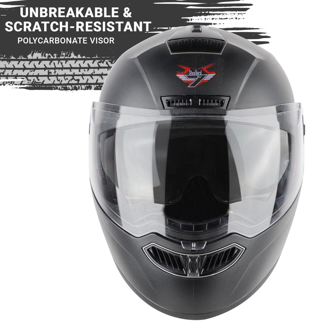 Steelbird SBA-7 7Wings ISI Certified Flip-Up Helmet For Men And Women With Inner Smoke Sun Shield (Dashing Black)