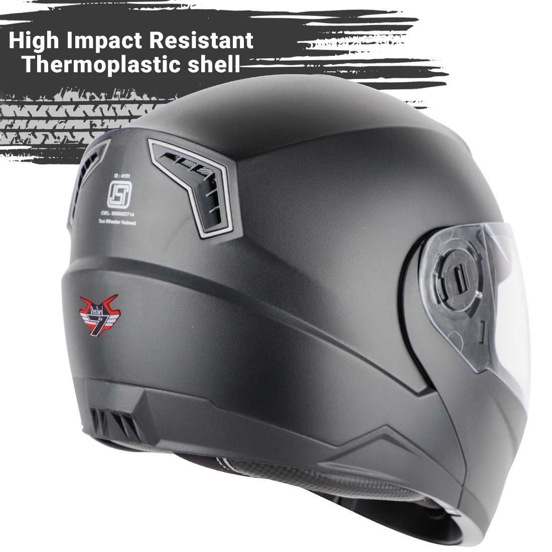 Steelbird SBA-7 7Wings ISI Certified Flip-Up Helmet For Men And Women With Inner Smoke Sun Shield (Dashing Black)