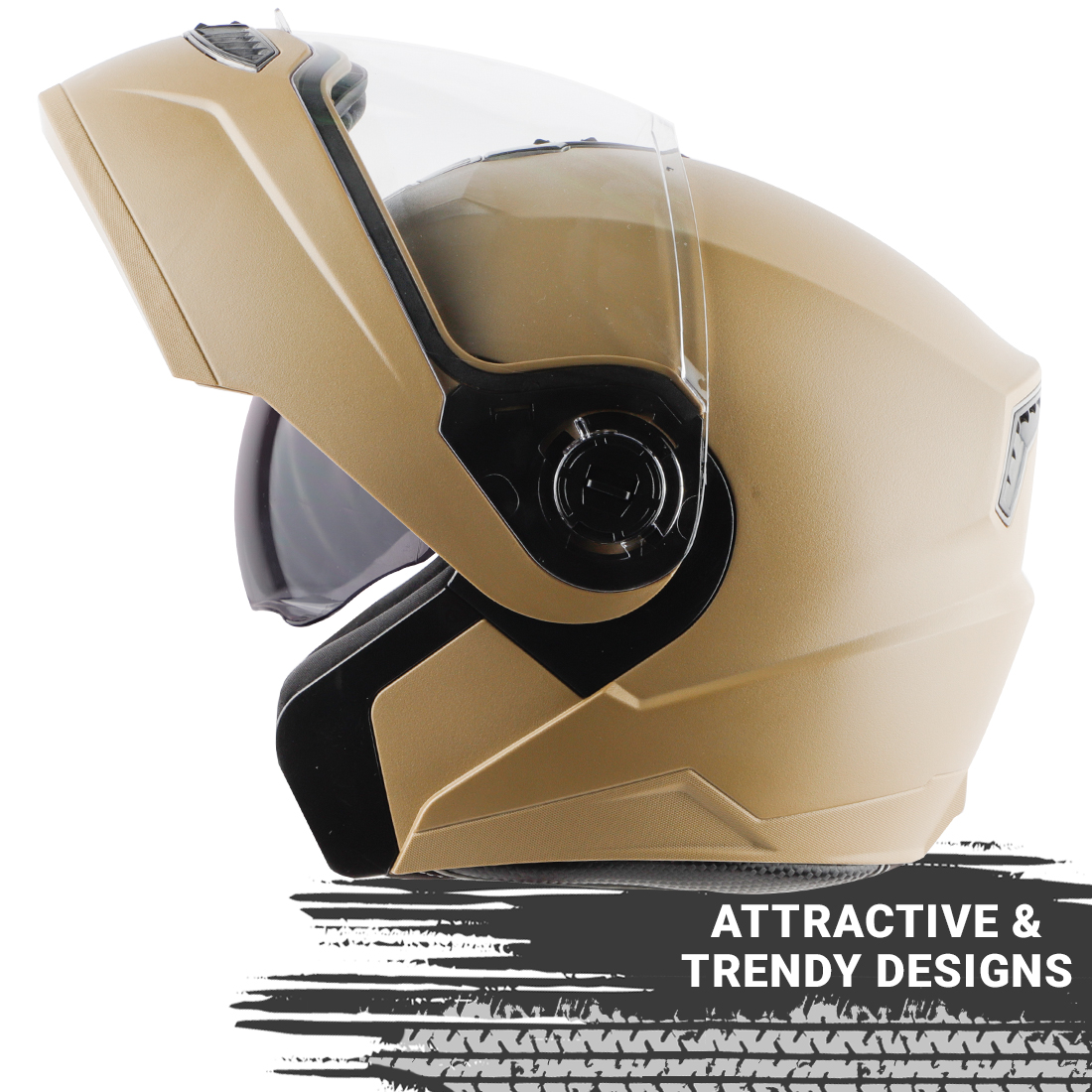 Steelbird SBA-7 7Wings ISI Certified Flip-Up Helmet For Men And Women With Inner Smoke Sun Shield (Dashing Desert Storm)