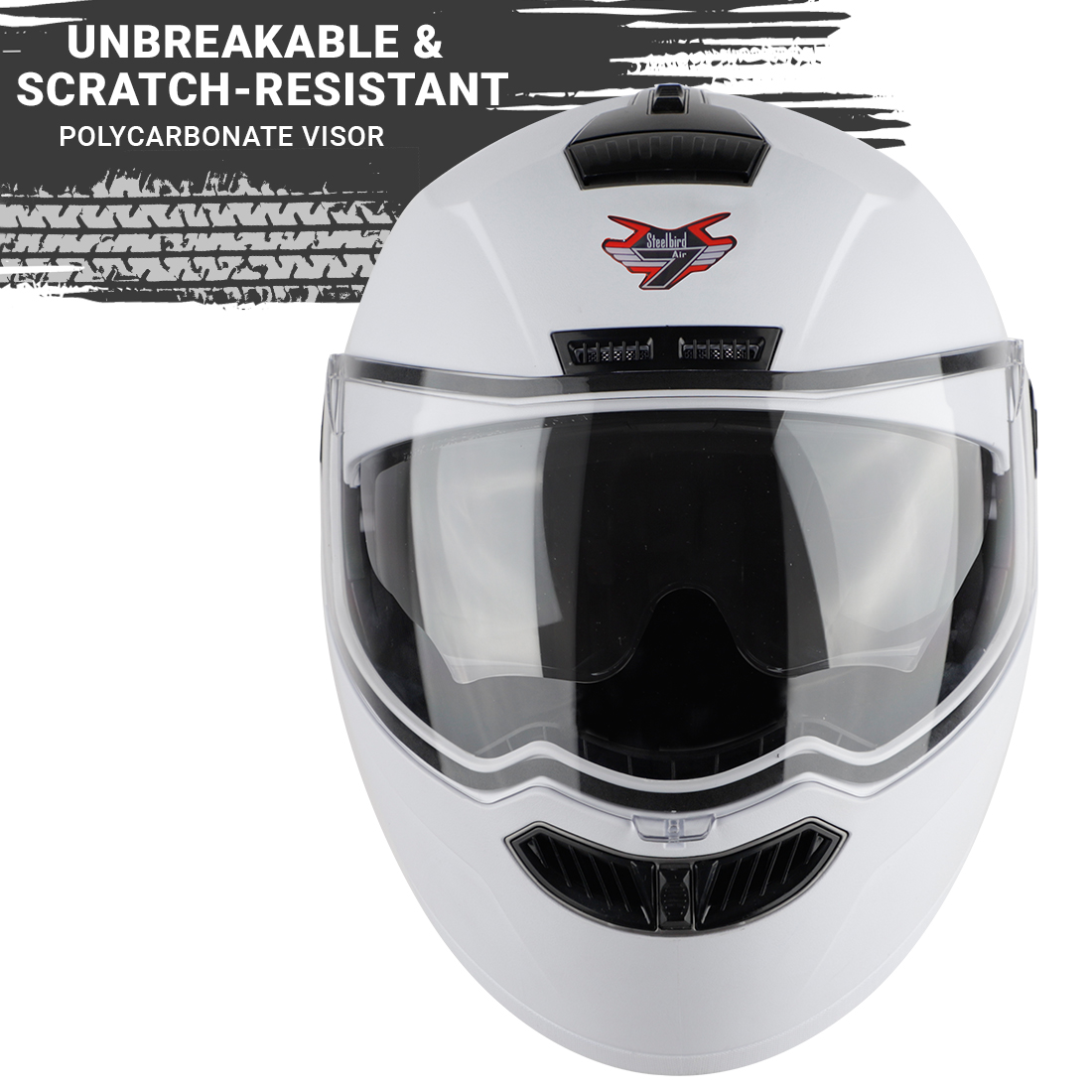 Steelbird SBA-7 7Wings ISI Certified Flip-Up Helmet For Men And Women With Inner Smoke Sun Shield (Dashing White)