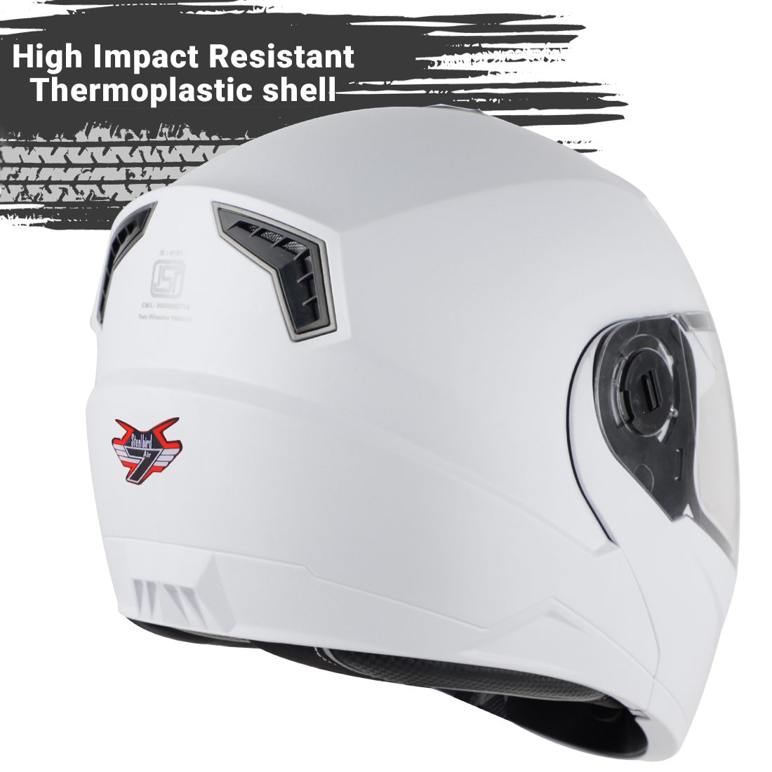 Steelbird SBA-7 7Wings ISI Certified Flip-Up Helmet For Men And Women With Inner Smoke Sun Shield (Dashing White)