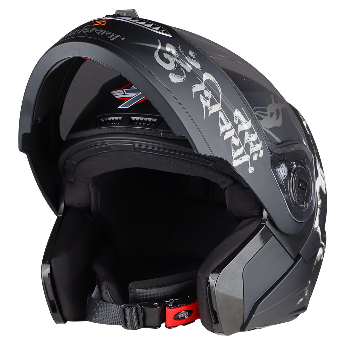 Steelbird SBA-7 Mahadev ISI Certified Flip-Up Helmet For Men And Women (Matt Black White With Clear Visor)