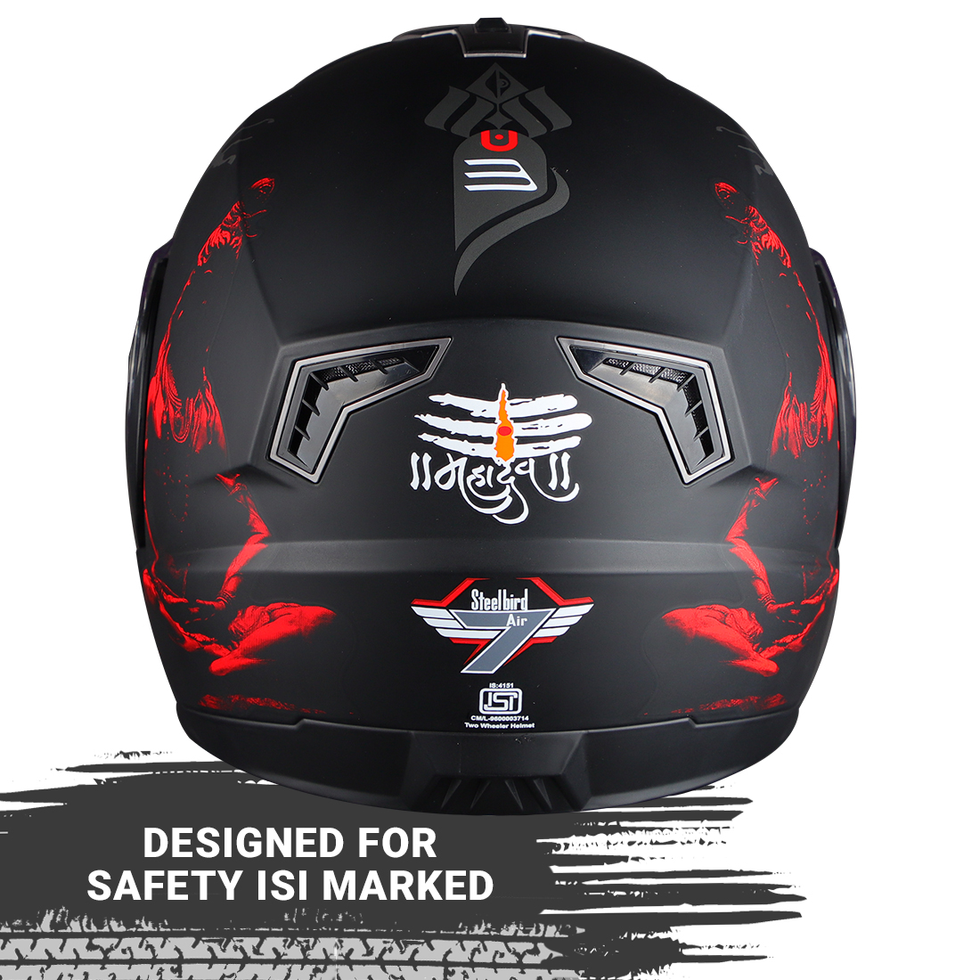 Steelbird SBA-7 Mahadev ISI Certified Flip-Up Helmet For Men And Women With Sun Shield (Matt Black Red With Clear Visor)