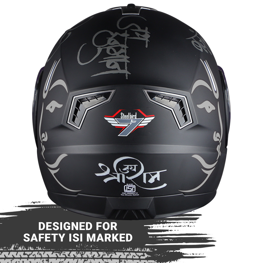 Steelbird SBA-7 Mahavir ISI Certified Flip-Up Helmet For Men And Women (Matt Black Grey With Clear Visor)
