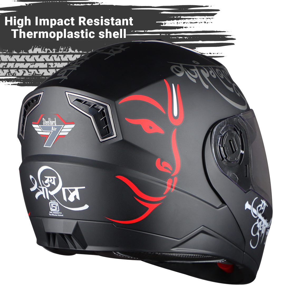 Steelbird SBA-7 Mahavir ISI Certified Flip-Up Helmet For Men And Women (Matt Black Red With Clear Visor)