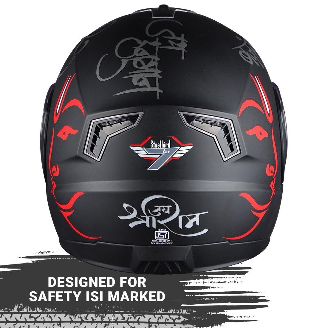 Steelbird SBA-7 Mahavir ISI Certified Flip-Up Helmet For Men And Women With Sun Shield (Matt Black Red With Clear Visor)