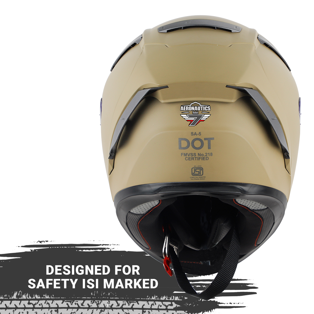 Steelbird SA-5 7Wings Aeronautics Full Face DOT Certified Helmet (Matt Desert Storm Fitted With Clear Visor And Extra Anti Fog Smoke Visor)