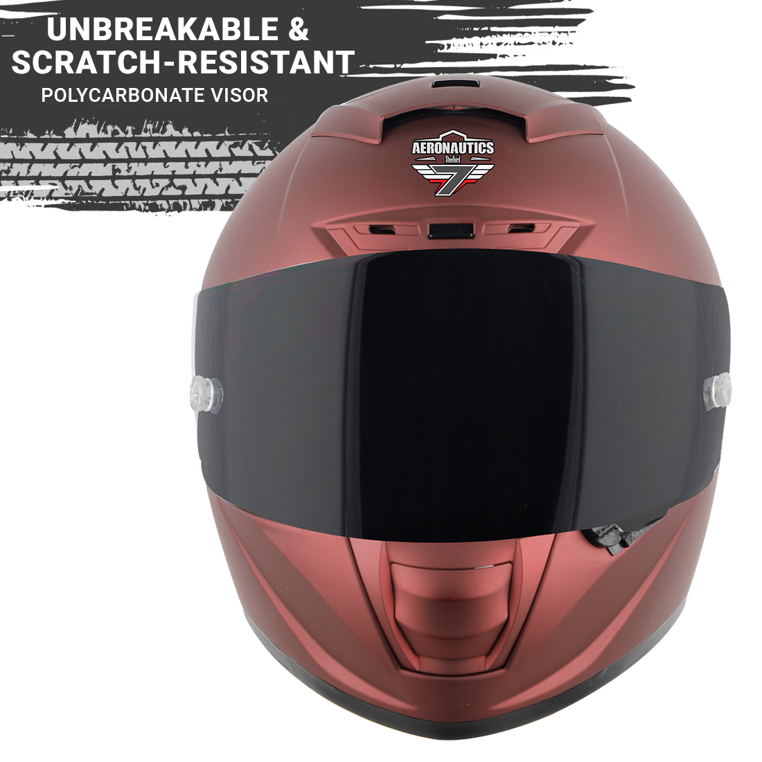 Steelbird SA-5 7Wings Aeronautics Full Face DOT Certified Helmet (Matt Maroon Fitted With Clear Visor And Extra Anti Fog Smoke Visor)