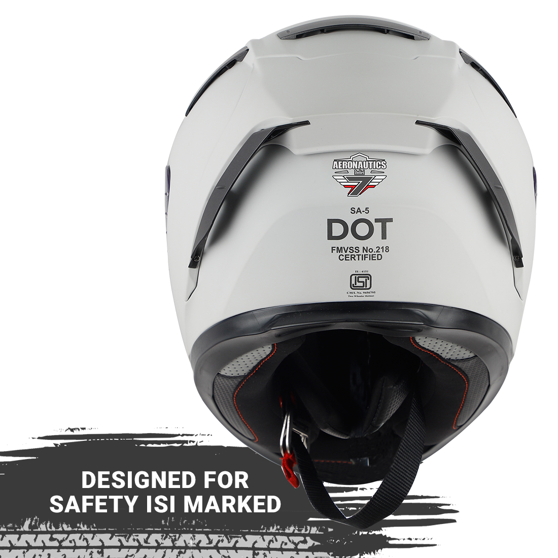 Steelbird SA-5 7Wings Aeronautics Full Face DOT Certified Helmet (Matt White Fitted With Clear Visor And Extra Anti Fog Smoke Visor)