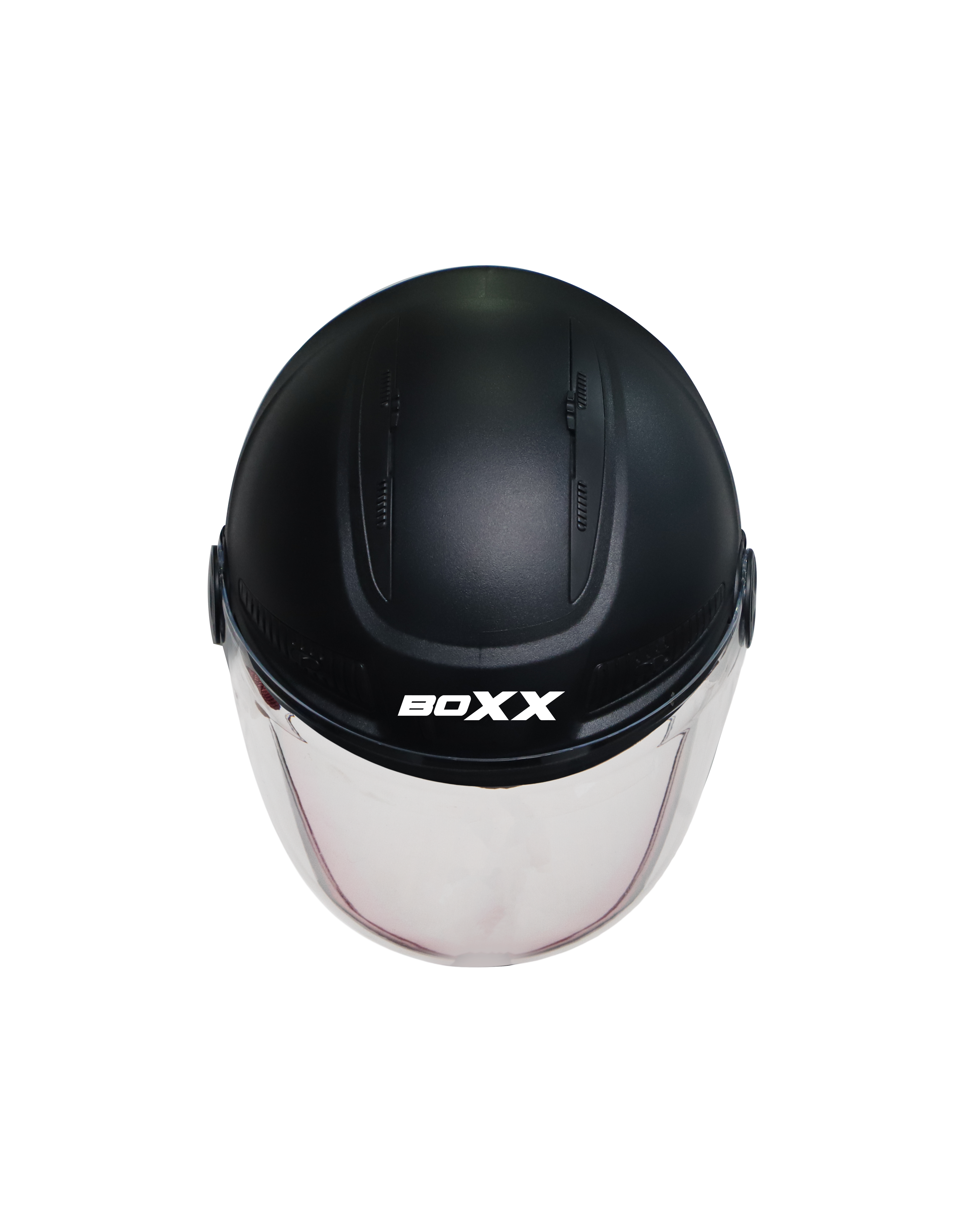 Steelbird SBH-24 Boxx Dashing ISI Certified Open Face Helmet For Men And Women (Dashing Black With Clear Visor)