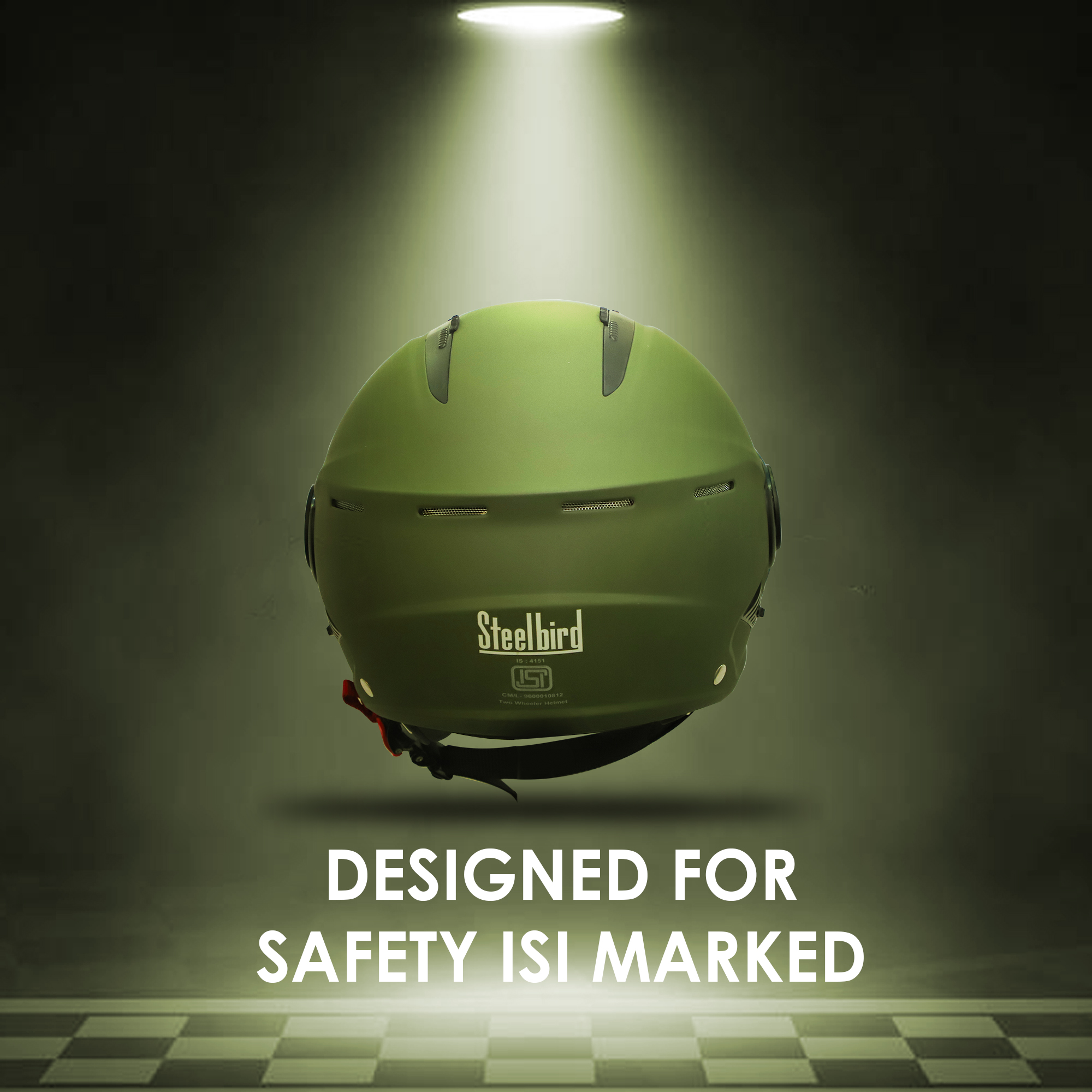 Steelbird SBH-24 Boxx ISI Certified Open Face Helmet For Men And Women (Matt Battle Green With Clear Visor)