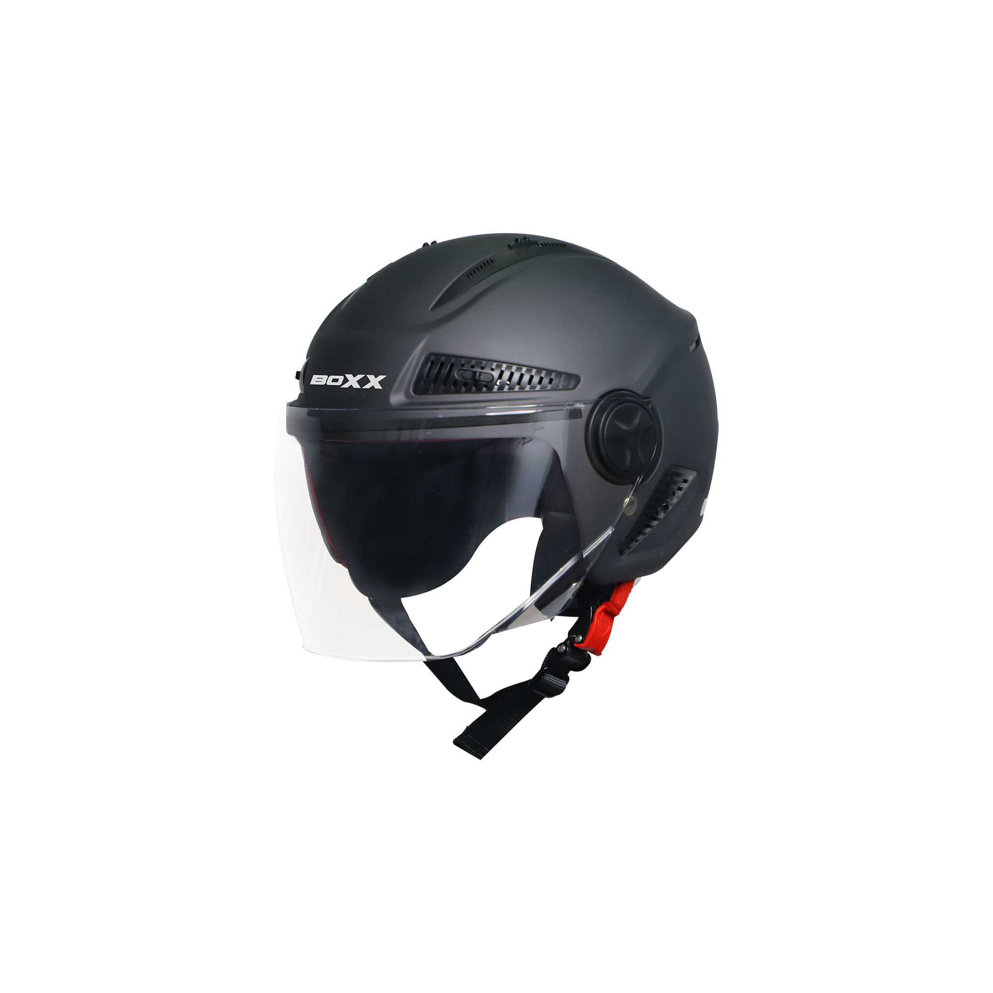 Steelbird SBH-24 Boxx ISI Certified Open Face Helmet For Men And Women (Matt H. Grey With Clear Visor)