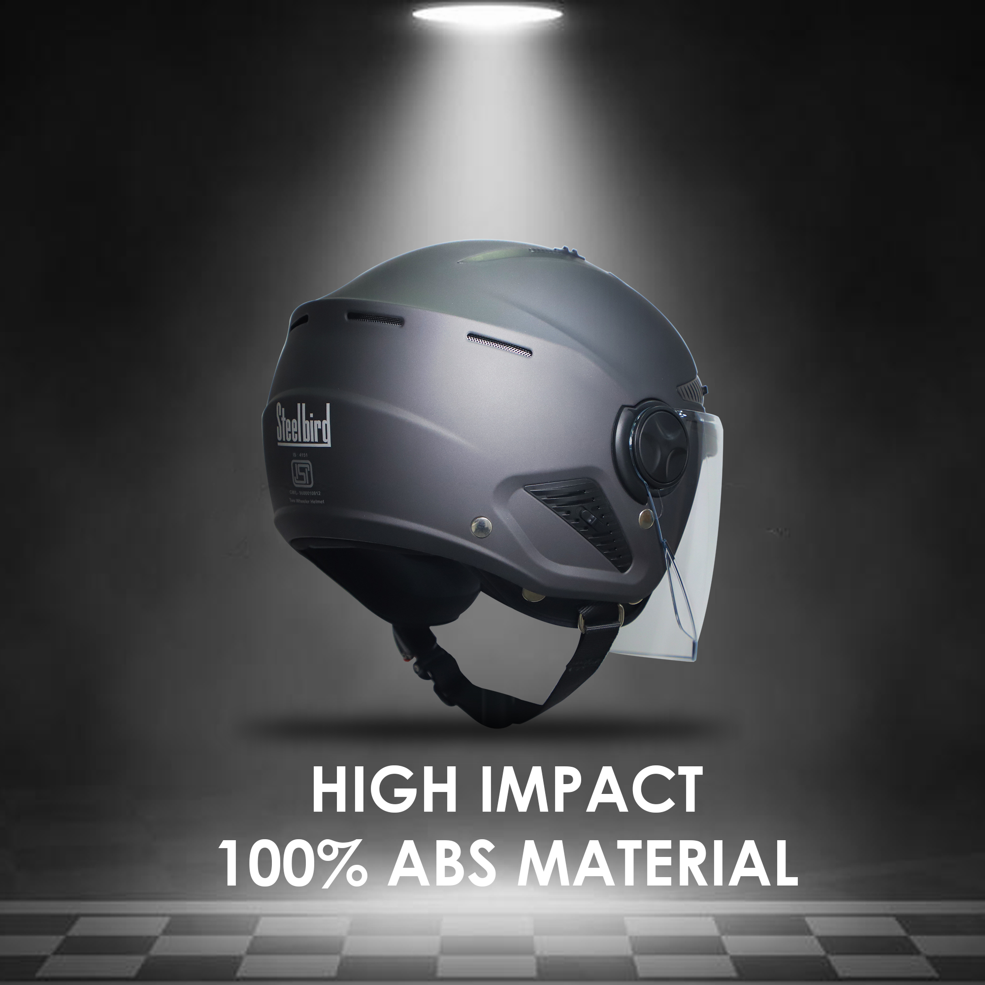 Steelbird SBH-24 Boxx ISI Certified Open Face Helmet For Men And Women (Matt H. Grey With Clear Visor)