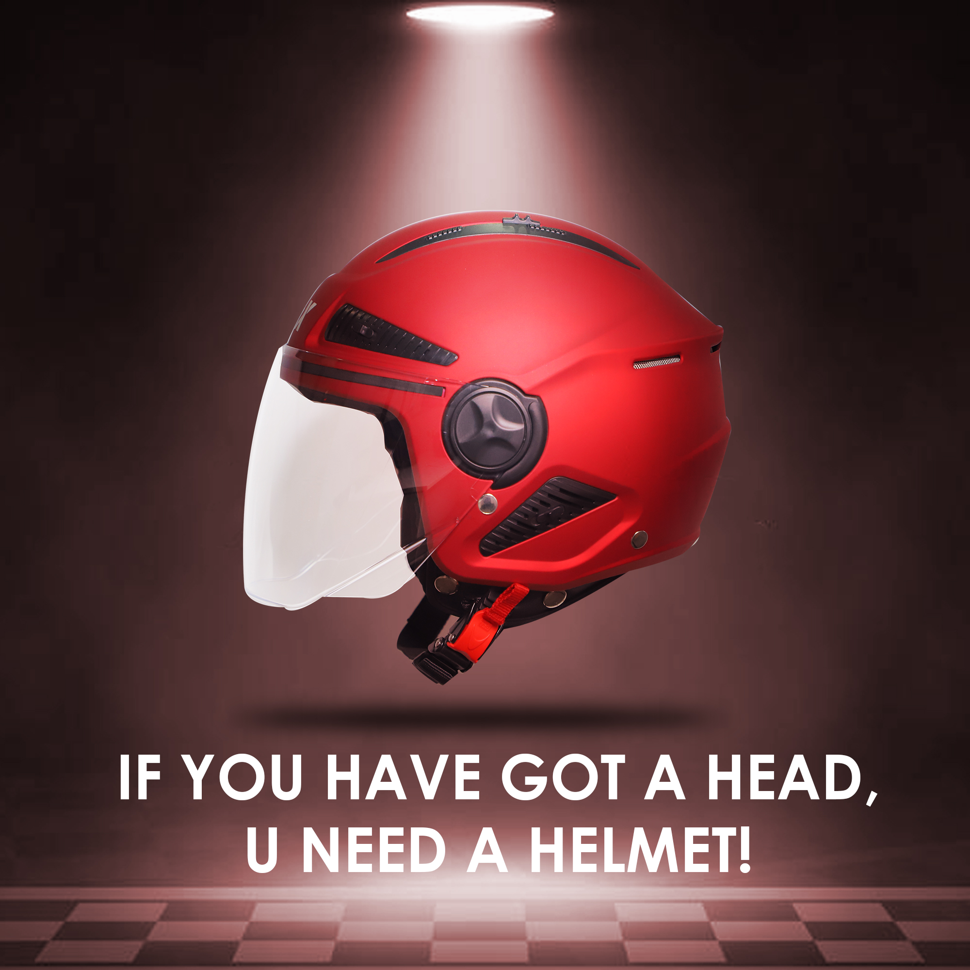 Steelbird SBH-24 Boxx ISI Certified Open Face Helmet For Men And Women (Matt Cherry Red With Clear Visor)