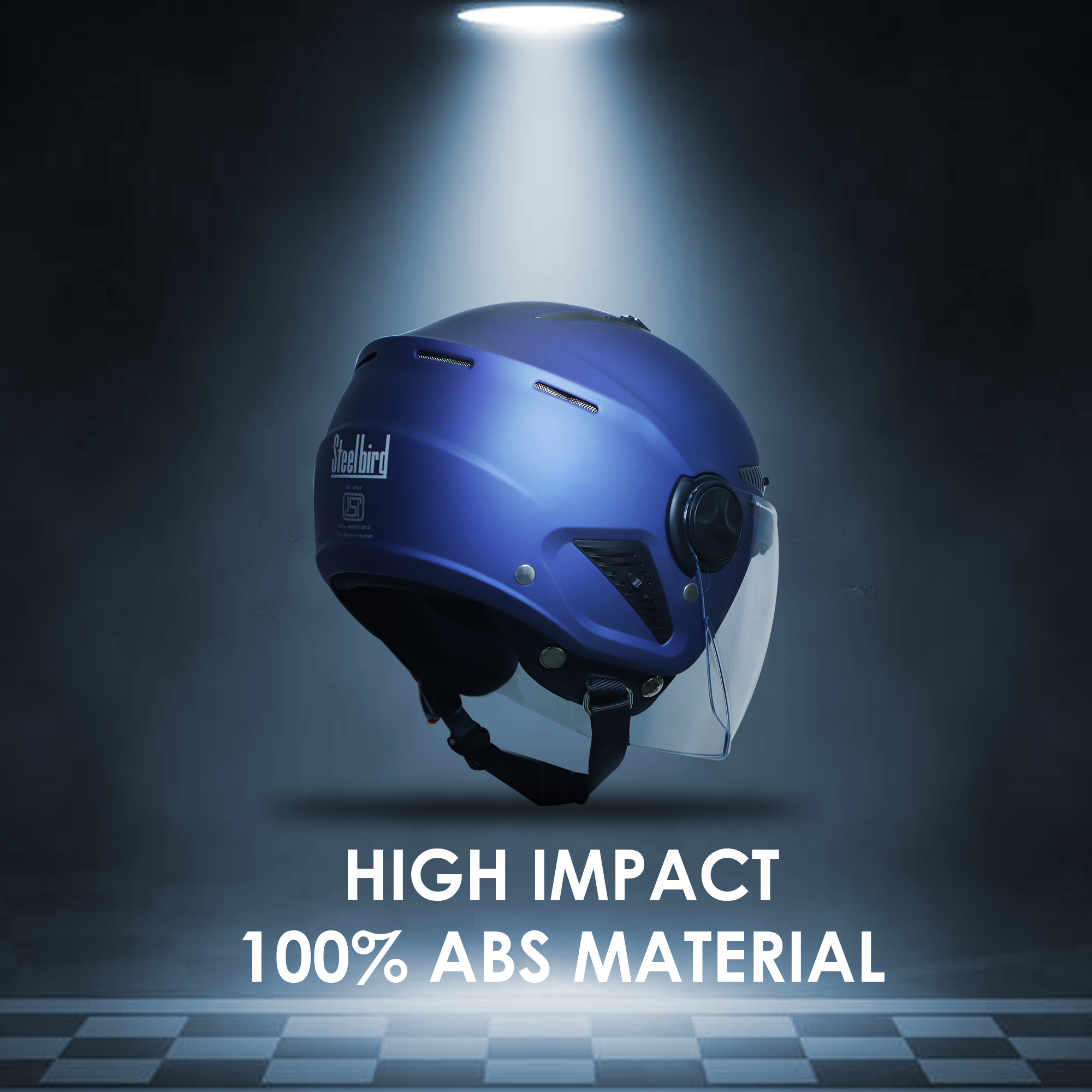Steelbird SBH-24 Boxx ISI Certified Open Face Helmet For Men And Women (Matt Y. Blue With Clear Visor)