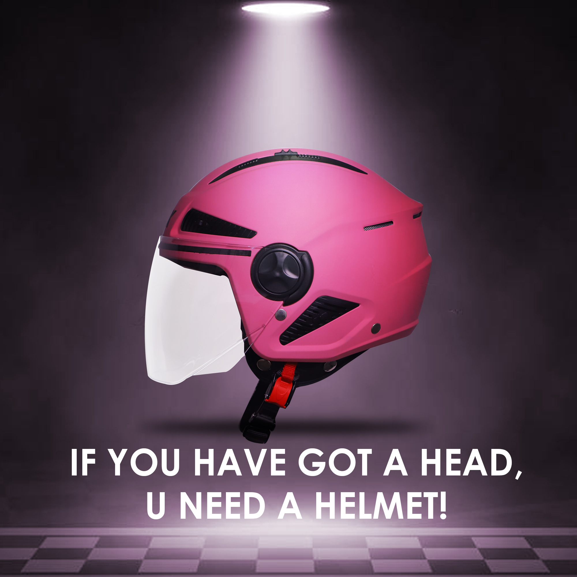 Steelbird SBH-24 Boxx ISI Certified Open Face Helmet For Men And Women (Matt Dark Pink With Clear Visor)