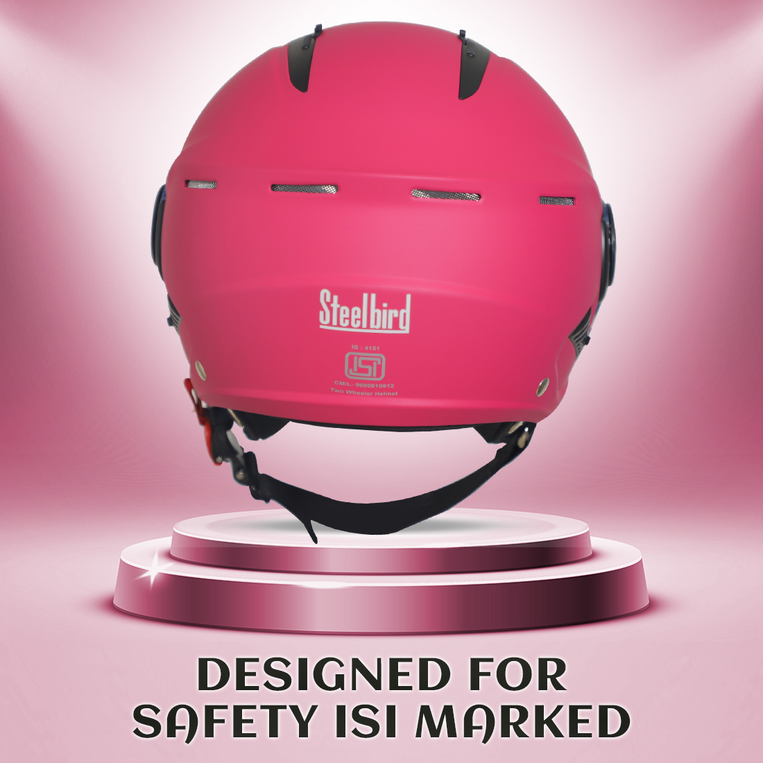 Steelbird SBH-24 Boxx ISI Certified Open Face Helmet For Men And Women (Matt Magenta With Smoke Visor)