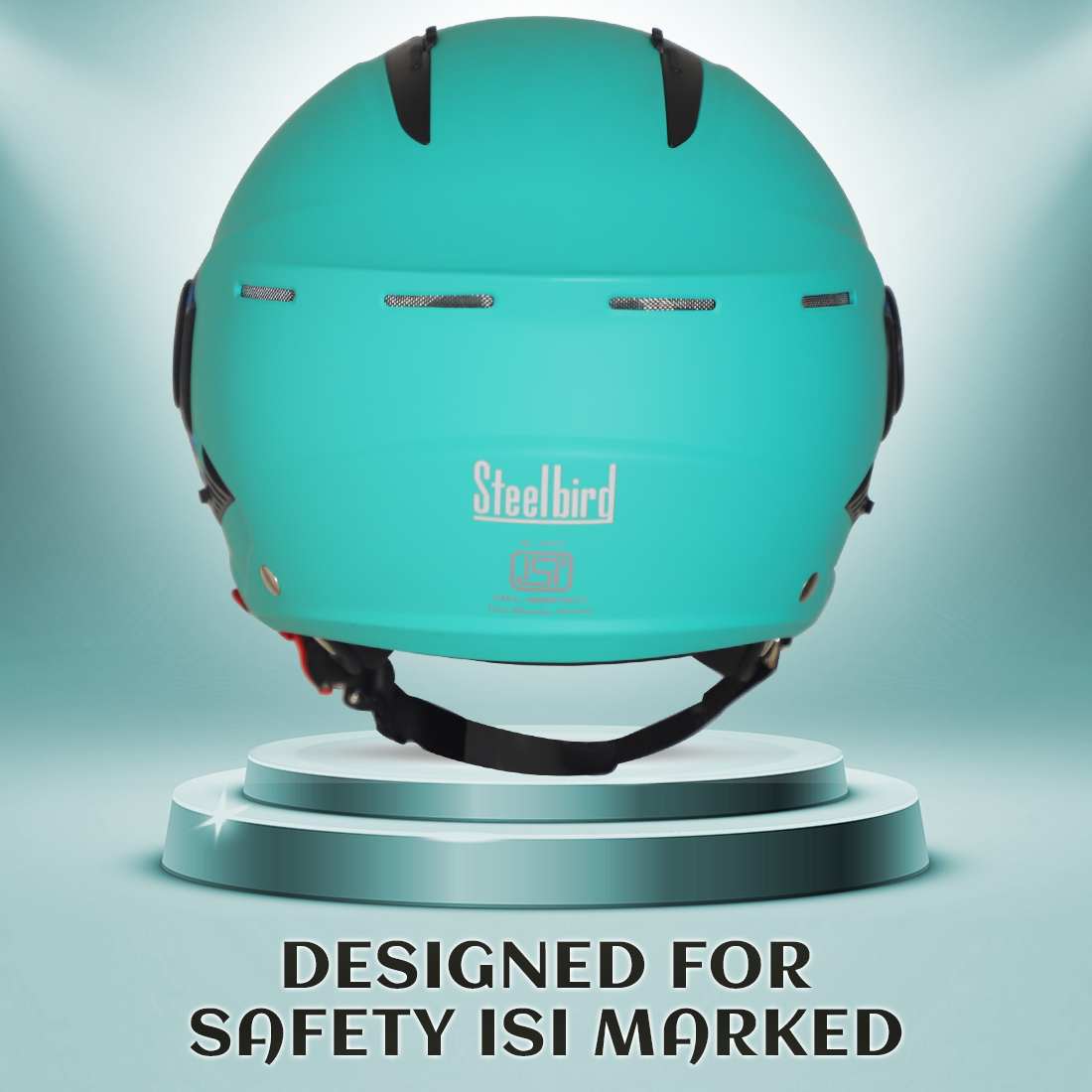Steelbird SBH-24 Boxx ISI Certified Open Face Helmet For Men And Women (Matt Caribbean Green With Smoke Visor)