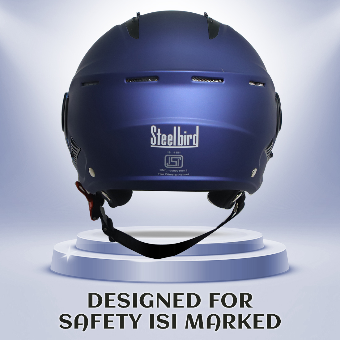 Steelbird SBH-24 Boxx ISI Certified Open Face Helmet For Men And Women (Matt Y. Blue With Smoke Visor)