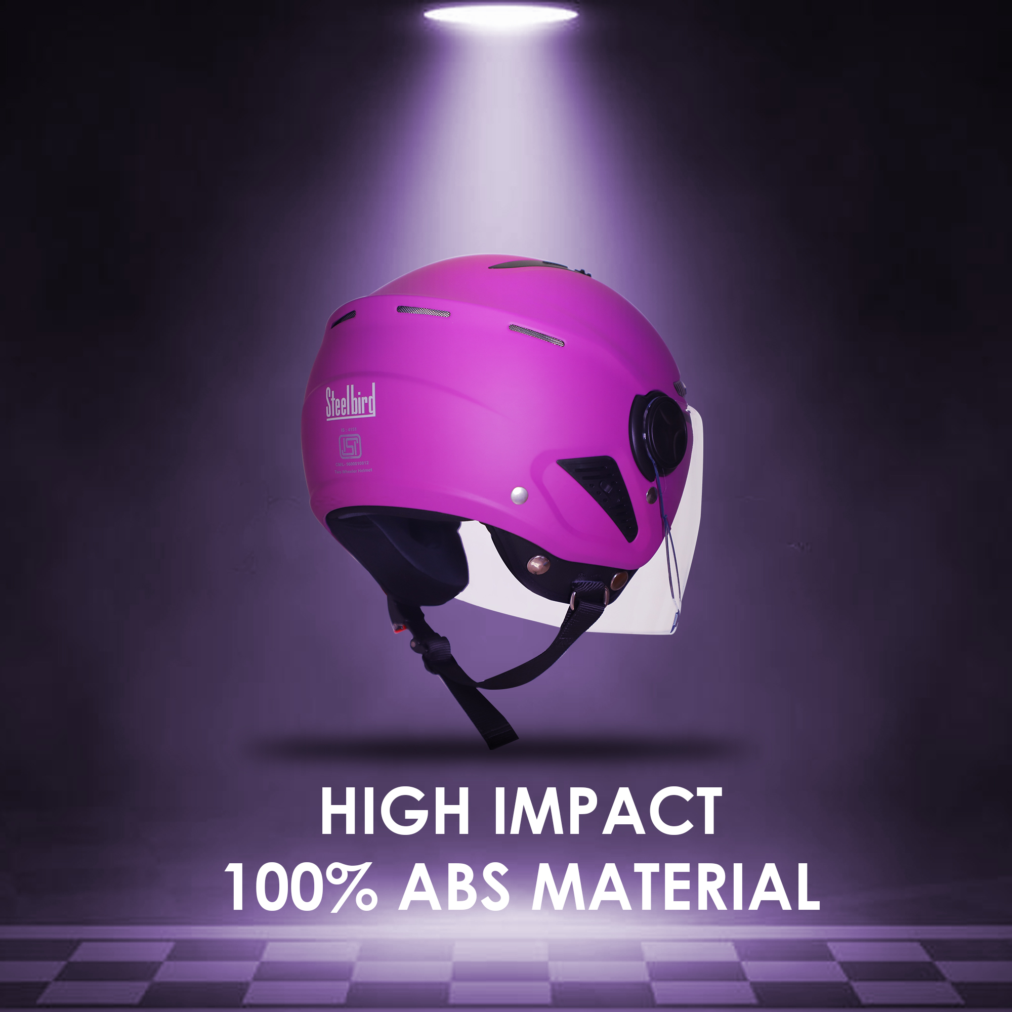 Steelbird SBH-24 Boxx ISI Certified Open Face Helmet For Men And Women (Matt Purple With Clear Visor)