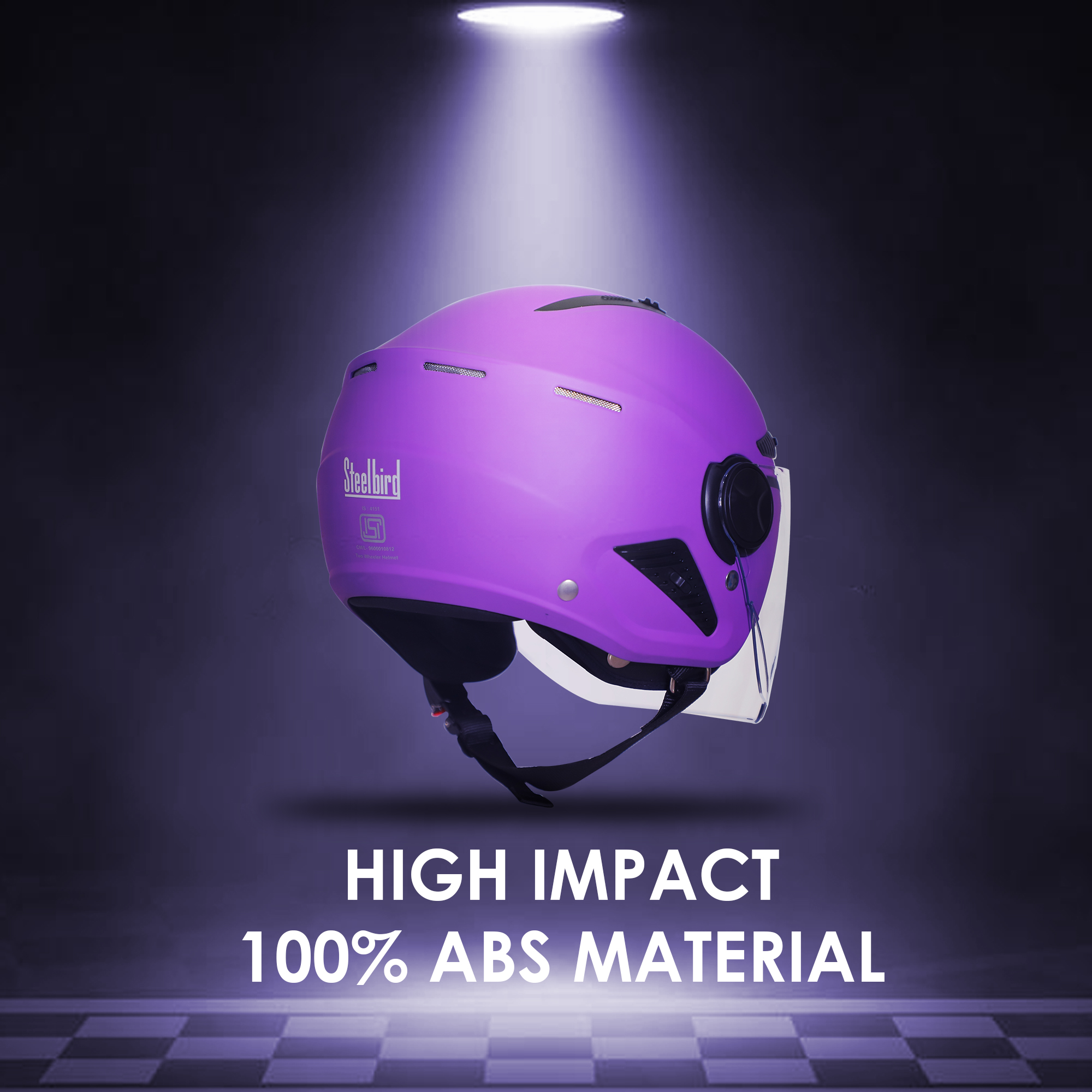 Steelbird SBH-24 Boxx ISI Certified Open Face Helmet For Men And Women (Matt Violet With Clear Visor