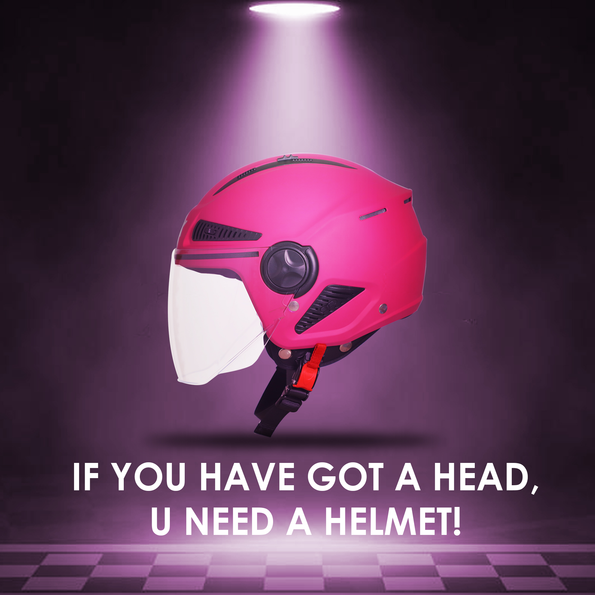 Steelbird SBH-24 Boxx ISI Certified Open Face Helmet For Men And Women (Matt Magenta With Clear Visor)